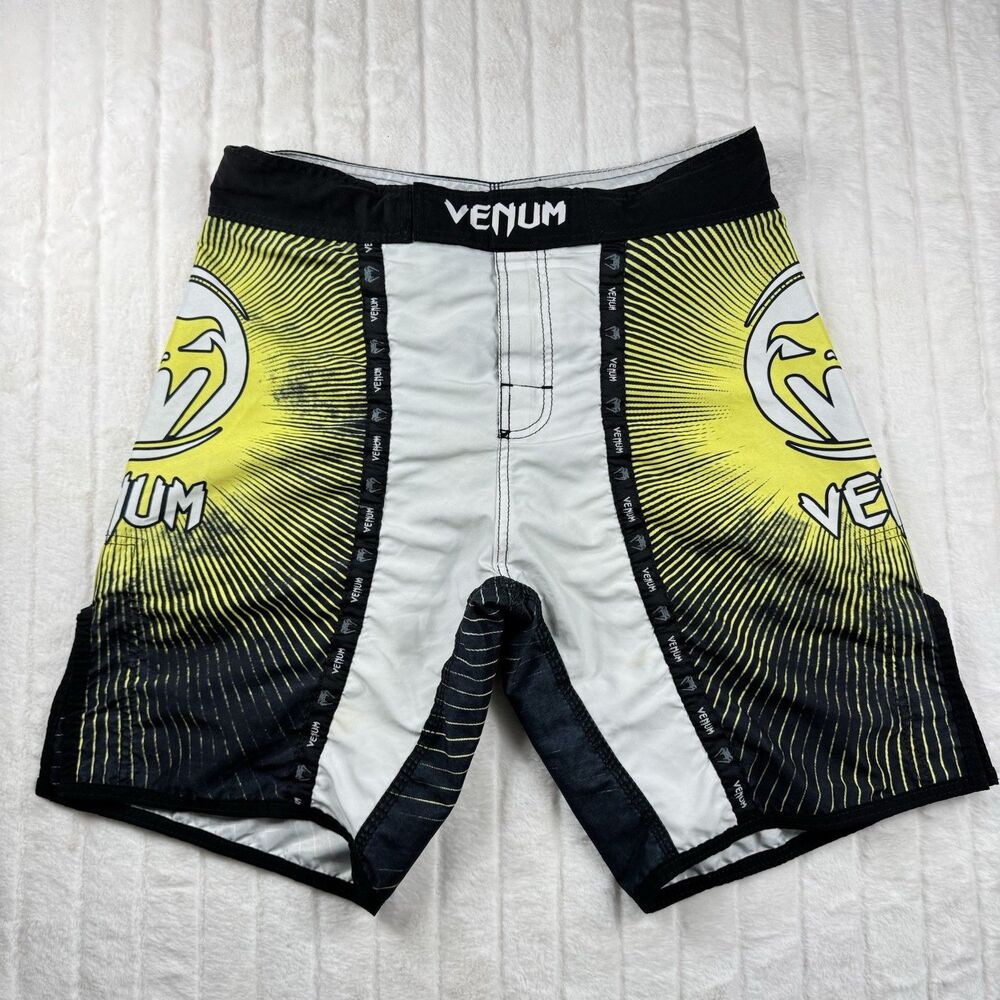 Venum MMA Training Shorts Men's M Size 33 All Over Print Sport Gym Yellow Black